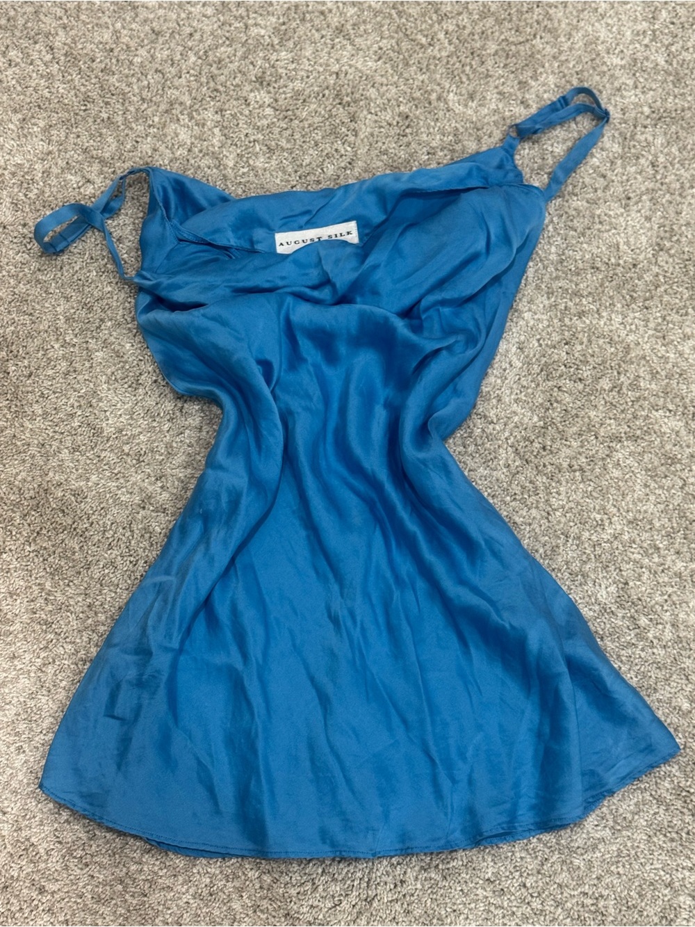 august silk Blue Satin Chemise Slip